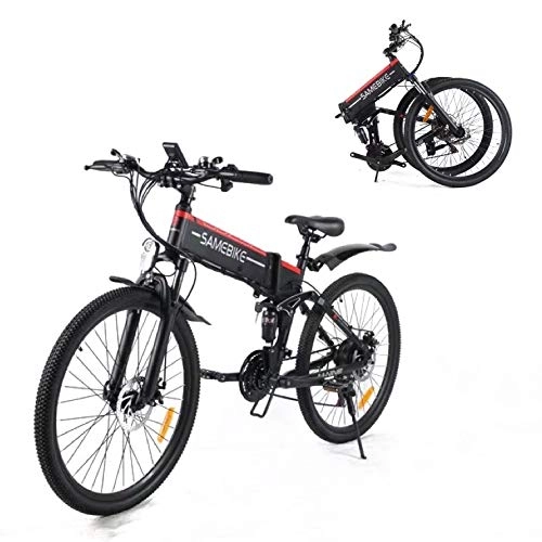 Elektrofahrräder : SAMEBIKE 26 Zoll Faltbares Elektrisches Mountainbike für Erwachsene, bürstenloser 500W Motor für Elektrische Fahrräder, mit Zentralem LCD Instrument mit USB Funktion, 21 Geschwindigkeiten