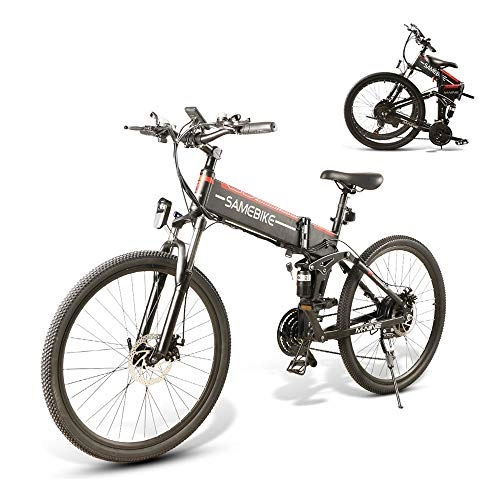 Elektrofahrräder : SAMEBIKE 26-Zoll-Reifen-Elektrofahrräder zusammenklappbar Ebike 48V 500W Mountain-Elektrofahrräder für Erwachsene (schwarz)