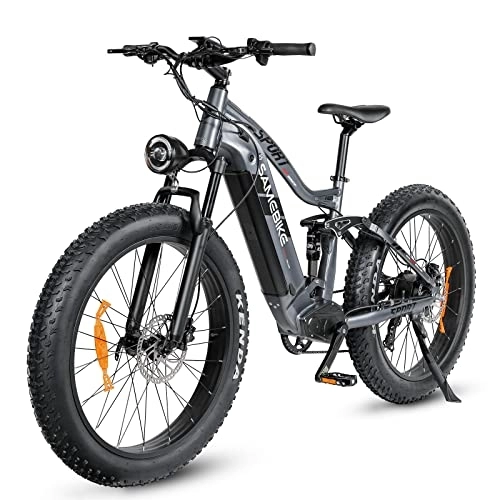 Elektrofahrräder : SAMEBIKE E Bike Elektrofahrrad 26" Fat Tire E-Fahrrad, 48V / 17Ah Akku, Off-Road Mountainbike Ebike Doppelscheibenbremsen, LCD Display Herren Damen