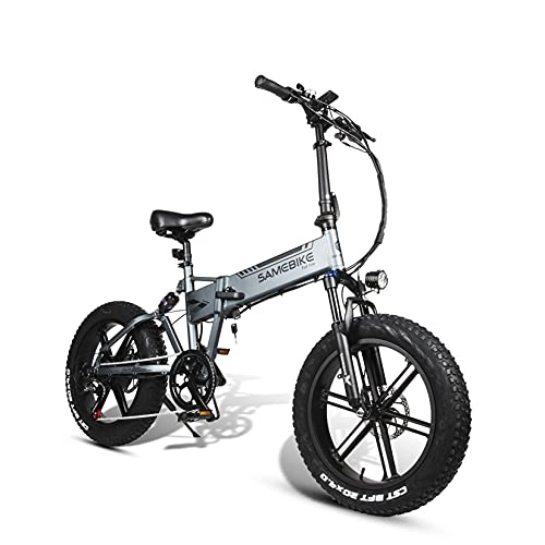 Elektrofahrräder : SAMEBIKE Electric Bikes Erwachsene Faltbares 20"x 4, 0 Fettreifen Elektrische Fahrrad mit 500W Motor, 48V 10Ah entfernbare Batterie, Shimano 7-Gang, 15 km / h, Last 180 kg, Silber