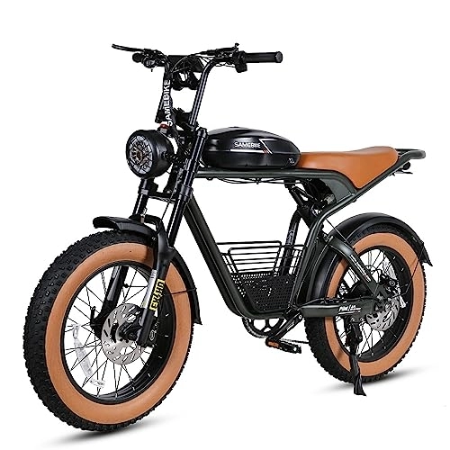 Elektrofahrräder : SAMEBIKE Elektrofahrrad für Erwachsene Elektro-Dirtbike mit 48V 16AH Batterie Elektromotorrad 20" * 4, 0 Fat Tire Ebike mit Vollfederung Hydraulische Bremsen