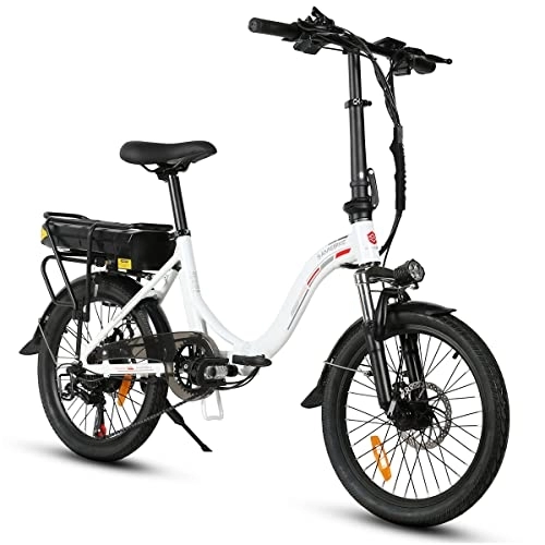 Elektrofahrräder : SAMEBIKE Klapprad 20 Zoll e-Bike Elektrofahrrad für Damen / Herrren, JG20 Elektrisches KlappradCityrad mit 36V Abnehmbarer Akku Weiß