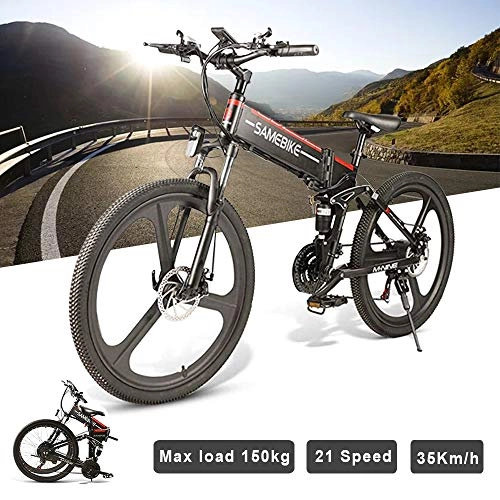 Elektrofahrräder : SAMEBIKE LO26 Elektrofahrrad Mountainbike, 26 Reifen Elektrisches Faltbares Fahrrad mit 350W Kettenschaltung Shimano 21 Gang Abnehmbare Akku