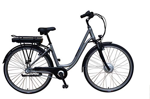 Elektrofahrräder : SAXXX City Light Plus E-Bike Pedelec 10, 4 Ah 374 Wh Elektrofahrrad Shimano Nexus m. Rücktritt (Silber matt)