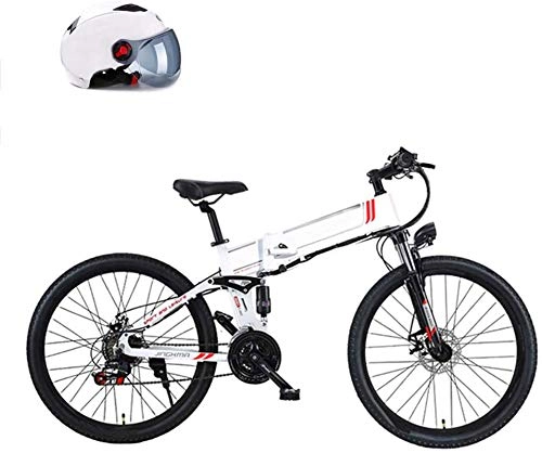 Elektrofahrräder : Schnelle Geschwindigkeit 350W Elektro-Mountainbike, mit abnehmbarem 48V 8AH / 10AH Lithium-Ionen-Akku E-Bike 26" Elektro-Fahrrad for Erwachsene 21 Gang-Schaltung ( Color : White , Size : 8AH )