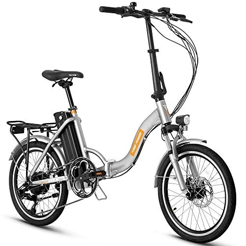 Elektrofahrräder : SEASON 20" E-Bike Klapprad, Shimano 7 Gang-Schaltung, Elektro Stadtfahrrad mit LCD + 250W Hinterradmotor + 36V13Ah Batterie abnehmbar | E-Faltrad Spring A01 / A02 (Weiß(Spring A01))