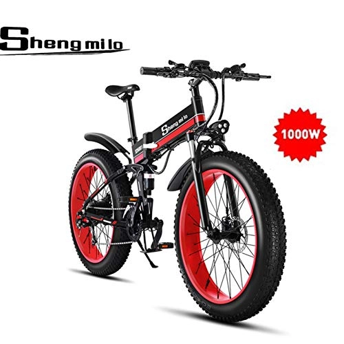 Elektrofahrräder : Shengmilo 1000 Watt Fett Elektrische Mountainbike 26 Zoll E-Bike 48 V 13 Ah (E-Bike (Batterie enthalten))