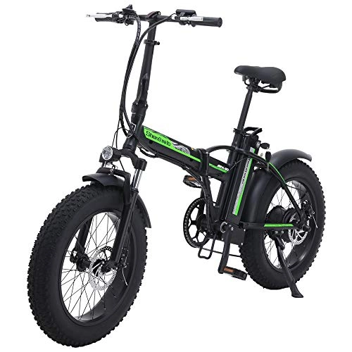 Elektrofahrräder : Shengmilo 20 Zoll Elektrisches Fahrrad, Faltendes Elektrisches Fahrrad, Fetter Reifen Ebike, 48V 15AH, 500W (Schwarz)