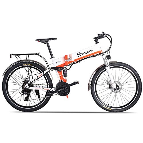 Elektrofahrräder : Shengmilo 7 / 15 MX01 / MX02 / M80, Elektrofahrrad, 26-Zoll-E-Bike, Aluminiumlegierungsrahmen, Man Woman E-Bike (M80 500w, Orange)
