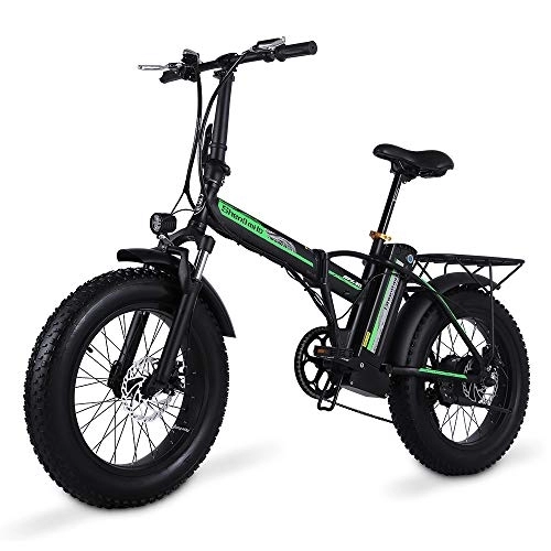 Elektrofahrräder : Shengmilo Elektrofahrrad E-Bike Power-Assisted Fahrrad für Erwachsene, E-Bike 50, 8 cm (20 Zoll) Fat Tire Mountainbike, abschließbare Federgabel MX20 E Bike… (schwarz)