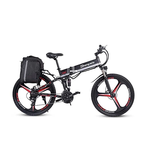 Elektrofahrräder : Shengmilo Faltbares Elektrofahrrad, 26-Zoll-E-Bike für Erwachsene, 48-V-Elektrofahrrad, Scheibenbremsen vorne und hinten, M80 Schwarz