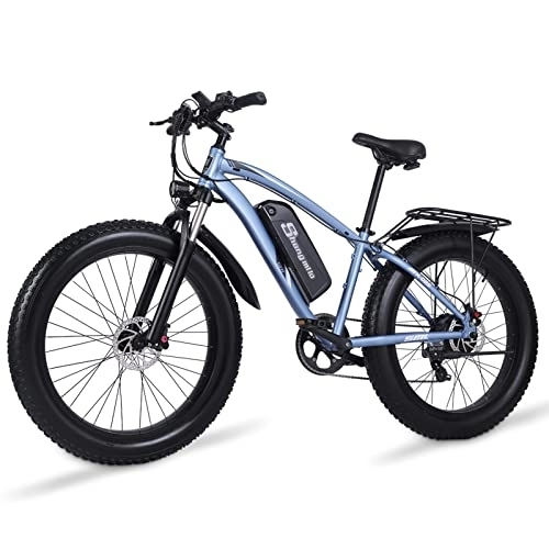 Elektrofahrräder : Shengmilo MX02S E-Bike 26 Zoll Aluminiumlegierung Rahmen Elektrofahrrad für Erwachsene, abschließbare Federgabel (Blau)