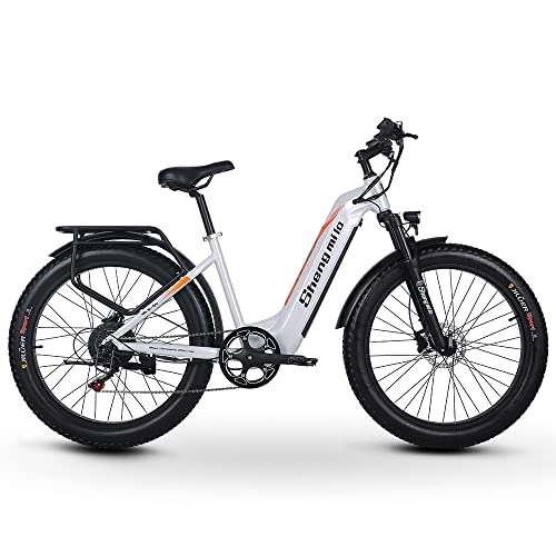 Elektrofahrräder : Shengmilo MX06 E-Bike E-Bike 66 cm E-Mountainbike Bafang Motor 720 WH Batterie 7-Gang Schaltung Elektrofahrrad mit Fat Tire, hydraulischen Scheibenbremsen, Aluminiumträger und Rahmen