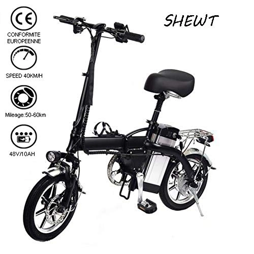 Elektrofahrräder : shewt Elektrisches Faltrad mit austauschbarem Lithium-Ionen-Akku fr 48 V, 10 Ah, 14 Zoll E-Bike Elektrofahrrad Faltrad mit 350 W Motor, bis zu 40 km / h