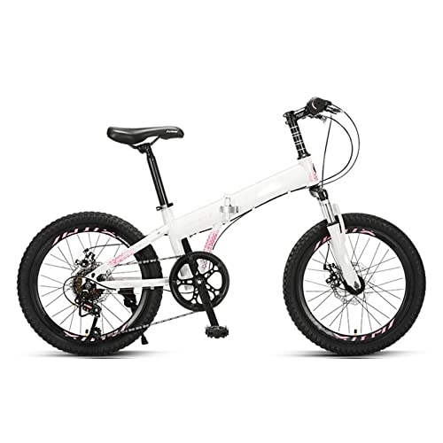Elektrofahrräder : SLDMJFSZ Faltbares Fahrrad Ebike, 20 Zoll Faltrad für Erwachsene Mountainbike Rennrad Faltrad 6 Gang unterschiedliche Geschwindigkeit 85KG, Pink White
