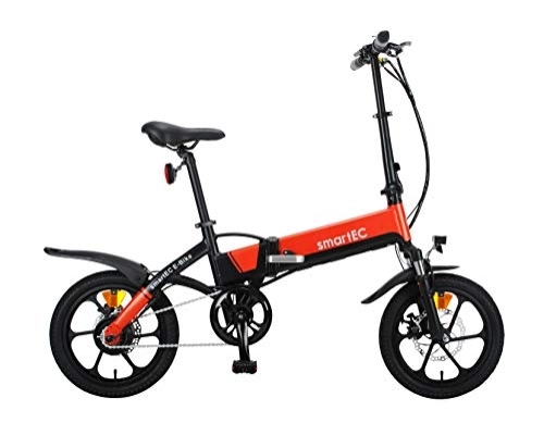 Elektrofahrräder : smartEC Camp-Mini E-Klapprad | Mini E-Bike | E-Faltrad | Elektrofahrrad 16 Zoll Lithium-Ionen-Akku 36V / 7, 8Ah 250W Hinterrad-Nabenmotor Fahrunterstützung 25 km / h Modelljahr 2022 (Orange)