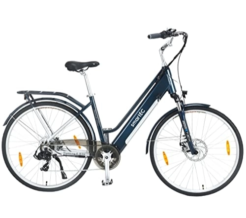 Elektrofahrräder : smartEC Trek-28D E-Bike Damen Trekking 250W Hinterradmotor Li-Ion-Akku 36V / 13Ah Elektrofahrrad 28 Zoll Reichweite 90km bis 25 km / h Trekking City Modelljahr 2023 (Blau)