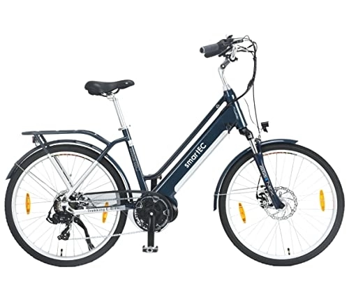 Elektrofahrräder : smartEC TrekX-MD E-Bike Damen Trekking 250W Mittelmotor Li-Ion-Akku 36V / 13Ah Elektrofahrrad 26 / 28 Zoll Reichweite 90km bis 25 km / h Trekking City Modelljahr 2023 (28 Zoll)