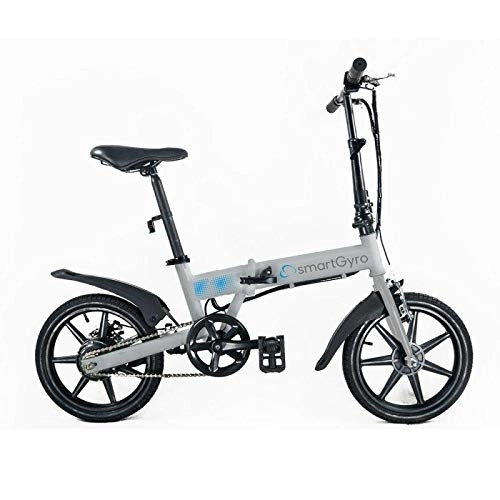 Elektrofahrräder : SMARTGYRO Art: Uni Ebike Silver Klappbares Elektrofahrrad, 16-Zoll-Räder, 4400 mAh, 24 V Lithium-Akku, silberfarben, Silber, L