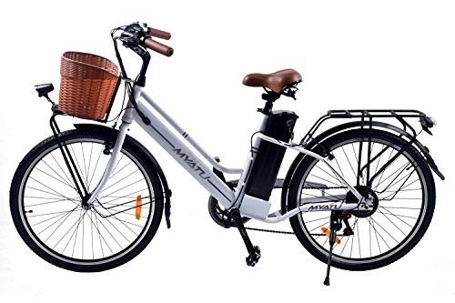 Elektrofahrräder : Speedrid Elektrofahrrad Ebike Mountainbike, 26" Elektrisches Fahrrad mit 36V 10Ah Lithium-Batterie und Shimano 6-Gang(Weiß)