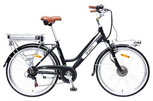 Elektrofahrräder : STEM Elektrofahrrad E-Bike Samsung Lithium Akku 26' 250W Shimano 6-Gang Elektromotor inkl. USB, Farbe:schwarz