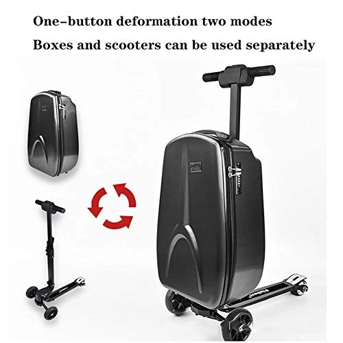 Elektrofahrräder : SU 20"Scooter Gepäck, Smart Gepäck, USB Ladekasten Skateboard Elektroautokasten Leicht zu tragender Trolley für Teenager und Erwachsene, Reisen und Outdoor-Aktivitäten (Schwarz)