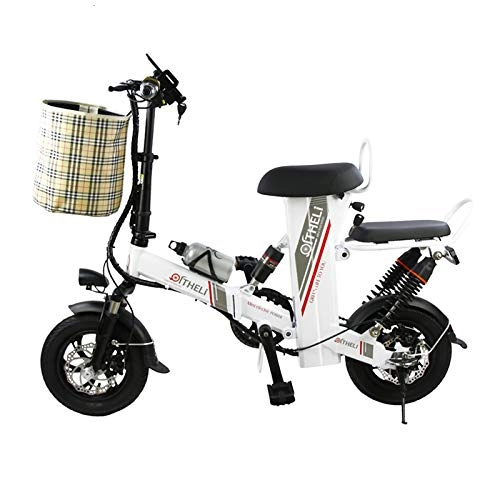 Elektrofahrräder : SUNBAOBAO Elektro-Fahrrad, 12-Zoll-Mini-High-Power Folding Roller Klein-Generation Erwachsener elektrisches Fahrrad Lithium-Batterie-elektrisches Fahrrad 3 Farben, Weiß