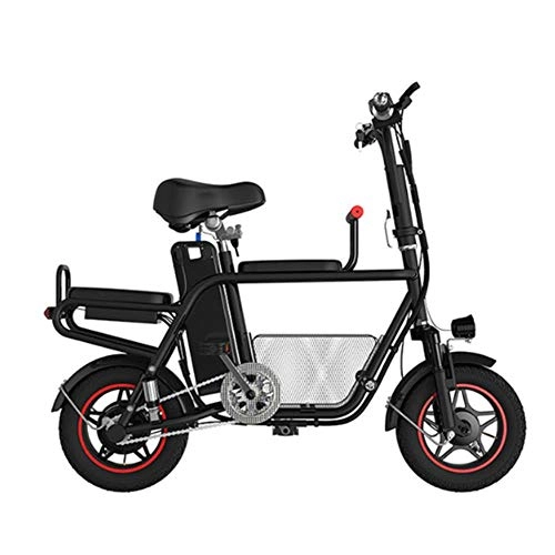 Elektrofahrräder : Suyanouz 12-Zoll-Elektrisches Fahrrad Removable Lithium-Batterie-Elektrische Fahrrad-Carbon-Stahlrahmen-Stadt E-Fahrrad-Leichtklapp E Fahrrad, 13Ah Schwarz