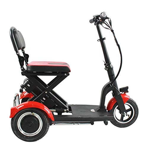 Elektrofahrräder : Suyanouz Folding 3Wheel Ltere Elektrofahrrad 3 Speed Ultra Light Bewegliche Aluminiumlegierung Ebike 36V 300W Lithium-Batterie-Elektrisches Fahrrad, 10Ah Red