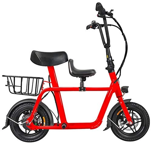 Elektrofahrräder : Suyanouz Neue Eltern Kind Elektrisches Fahrrad Mini Folding Elektro-Fahrrad Erwachsener AuEn E Bike 250W 36V Batterie Lithium-E-Roller Stadt Ebike, 10.4Ah Red