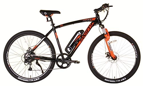 Elektrofahrräder : Swifty Unisex-Adult at650 Mountain Bike with Battery on Frame, Black ORANGE, one Size