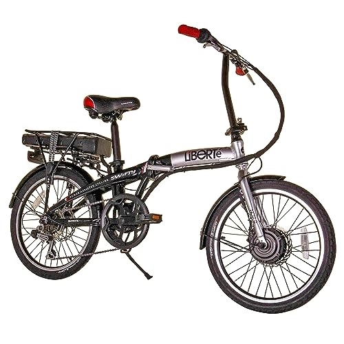 Elektrofahrräder : Swifty Unisex-Adult Liberte 20inch Folding e Bike, Black, one Size