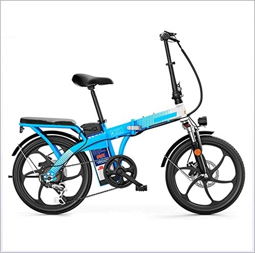 Elektrofahrräder : SYCHONG 20Inches Elektro Falträder Fahrrad 250W 48V Ebike 7 Speed ​​One-Rad-Doppelaufhebung Faltrad (High Carbon Steel Frame), Blau
