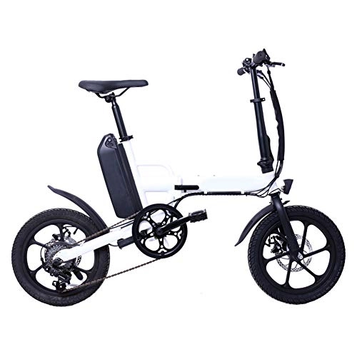 Elektrofahrräder : SYCHONG Folding Electric Bike 16", 36V13ah Lithium-Batterie Mit LCD-Instrumententafel Vorne Und Hinten Scheibenbremsen LED-Licht Highlight, Weiß