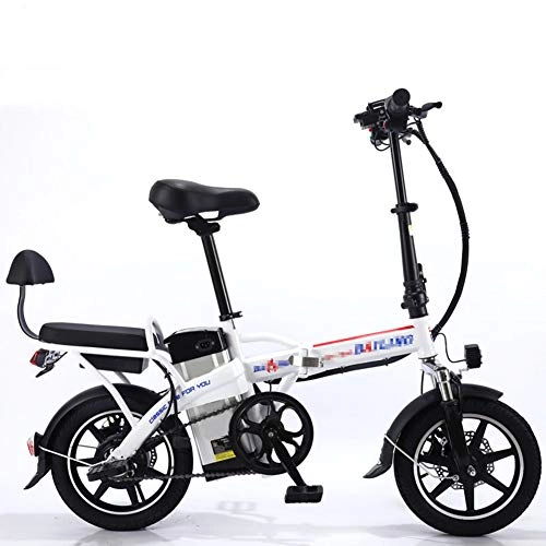 Elektrofahrräder : SYCHONG New Folding Electric Bike 350W Elektro-Moped Elektroroller Mit Abnehmbarer, Großer Kapazität 48V8A Lithium-Batterie, Weiß