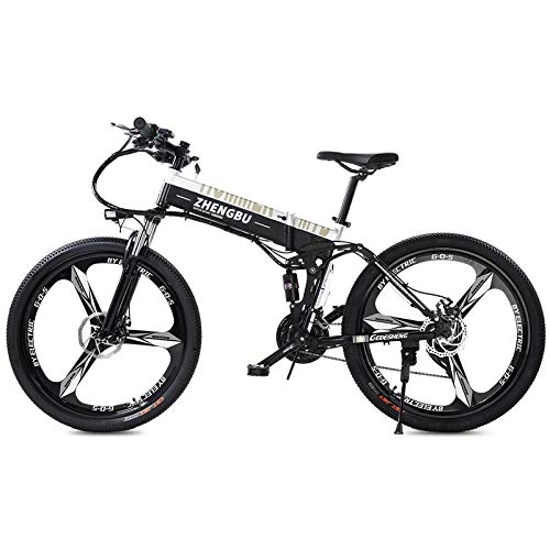 Elektrofahrräder : SYLTL Elektrofahrrad 26 Zoll E- Bike Mountainbike 48V 10AH Lithium Batterie 27 Gang Getriebe Faltbares E-Bike Offroad Stodmpfung, Blackwhite