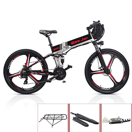 Elektrofahrräder : SYLTL Elektrofahrrad Faltbares Mountainbike 26in Elektrisches Fahrrad mit 350W Motor und 48V Lithium-Batterie 21-Gang Ebike, Schwarz, onewheel