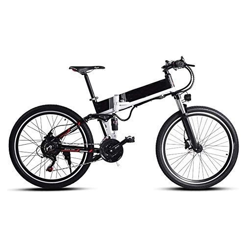 Elektrofahrräder : Syxfckc Folding elektrisches Fahrrad elektrische Fahrräder for Erwachsene 26 Zoll, wobei die Rücksitz 48V 500W Leistung Lithium-Ionen-Batterien und dem Motor 21 Drehzahl