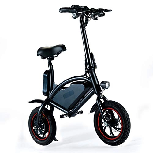 Elektrofahrräder : SZPDD Elektrisches Fahrrad, 12"faltbares E-Bike, tragbares (12 kg) elektrisches Doppelscheibenbremsenfahrrad, einfach im Kofferraum des Autos, Bootes zu verstauen, Black, Battery~4Ah