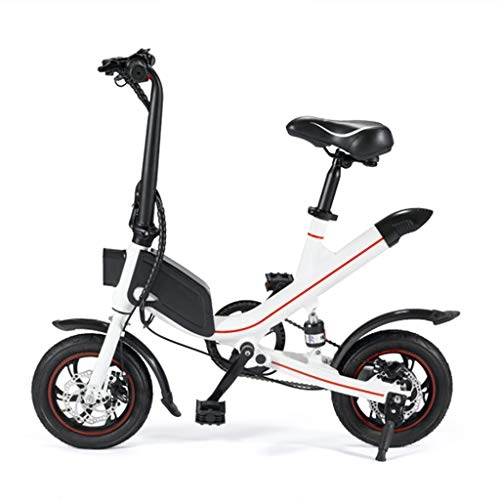 Elektrofahrräder : SZPDD Elektrofahrrad - Faltbares E-Bike 12-Zoll-Fahrrad mit Batterieanzeige und Tempomat, White, Battery~7.8Ah