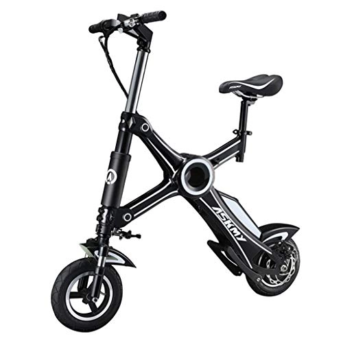 Elektrofahrräder : SZPDD Erwachsenes elektrisches Fahrrad Zwei Räder elektrisches Fahrrad 250W 36V tragbares elektrisches Fahrrad mit Bluetooth-Steuerung, Schwarz, 12inch