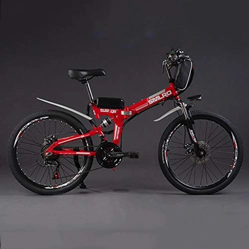 Elektrofahrräder : SZPDD Mountainbike Elektro-Fahrrad 36V350W 8Ah Leistungsstarke Elektro-Fat Bike Lithium-Batterie Off Road Bike, Rot, 24inch