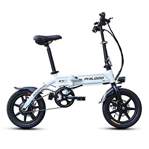 Elektrofahrräder : SZPDD Zusammenklappbares elektrisches Fahrrad Ultraleichter tragbarer Mini Power Fahrrad Urban Leisure Elektroroller, Wei, 14inch