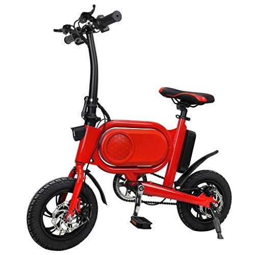 Elektrofahrräder : SZPDD Zusammenklappbares Elektrofahrrad - Power Chain Foot Electric Skateboard Tragbares Fahrrad, Red, Battery~5.2Ah
