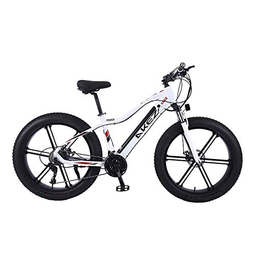 Elektrofahrräder : TANCEQI Elektrofahrrad E-Bike Mountainbike 26" Elektrisches Fahrrad 36V 350W Heckmotor Schnee E-Bike 27 Geschwindigkeiten Scheibenbremsen Mountain E-Bike Für Erwachsene, Weiß