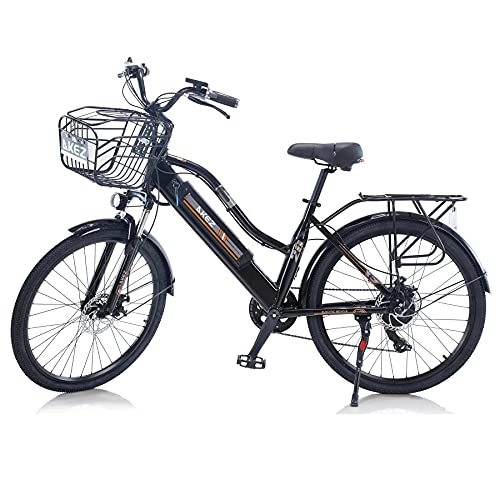 Elektrofahrräder : TAOCI 26 Zoll Elektrofahrrad City Commute Bike für Damen Erwachsene mit 36V Abnehmbarer Lithium-Akku E-Bike Shimano 7-Gang Mountainbikes für Reisen Workout (Black)