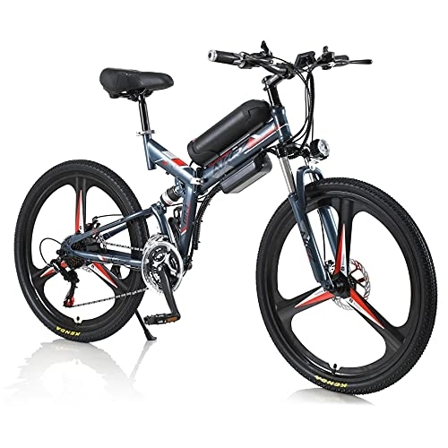 Elektrofahrräder : TAOCI Elektrofahrrad 36V Klappbares elektrisches Mountainbike für Erwachsene, 26-Zoll-Pendler-Elektrofahrrad (Grey)
