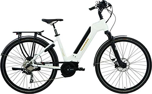 Elektrofahrräder : TechniBike CITY 28 Zoll E-Bike (Pedelec, Elektrofahrrad, Citybike, 450Wh Continental Akku, Continental 48V 250 Watt 70 Nm Motor, Rahmenhöhe 43 cm) hochglanz weiß
