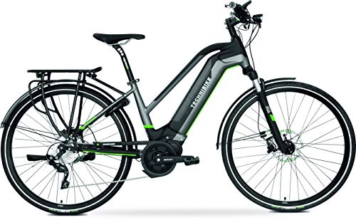 Elektrofahrräder : TechniBike TREKKING Unisex E-Bike (Pedelec, Elektrofahrrad Trekkingbike, 600Wh Continental Akku, Continental 48V 250 Watt 70 Nm Motor Rahmenhöhe 48 cm) schwarz / grau / grün