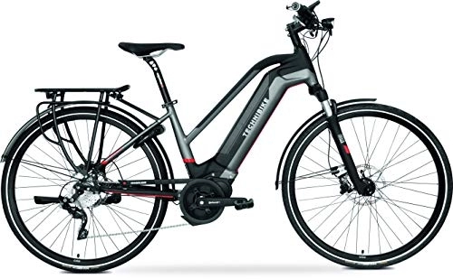 Elektrofahrräder : TechniBike TREKKING Unisex E-Bike (Pedelec, Elektrofahrrad Trekkingbike, 600Wh Continental Akku, Continental 48V 250 Watt 70 Nm Motor Rahmenhöhe 48 cm) schwarz / grau / rot